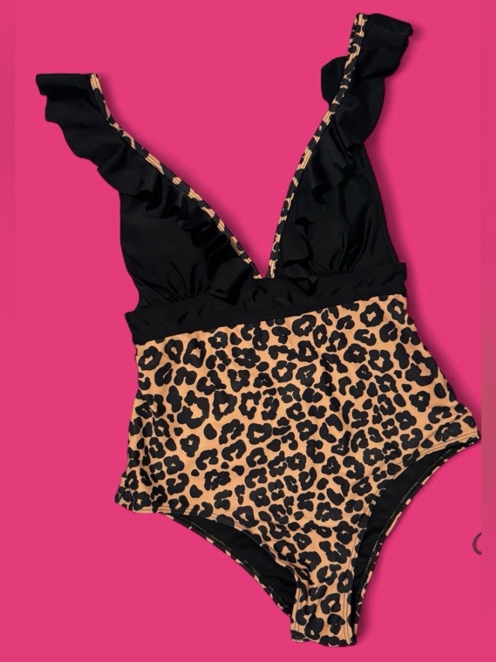 Black and Tan Leopard One-Piece Swimsuit